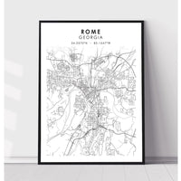 Rome, Georgia Scandinavian Map Print 