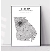 Georgia, United States Scandinavian Style Map Print 