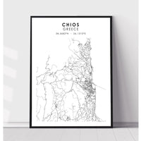 Chios, Greece Scandinavian Style Map Print 