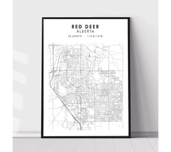 Red Deer, Alberta Scandinavian Style Map Print 