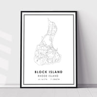 Block Island, Rhode Island Modern Map Print 