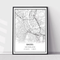 
              Basel, Switzerland Modern Style Map Print 
            