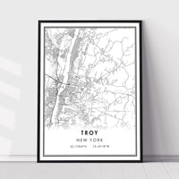 Troy, New York Modern Map Print 