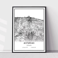 Asturias, Spain Modern Style Map Print