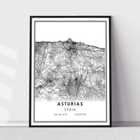 Asturias, Spain Modern Style Map Print 