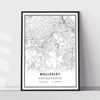 Wellesley, Massachusetts Modern Map Print 