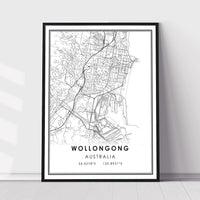 Wollongong, Australia Modern Style Map Print