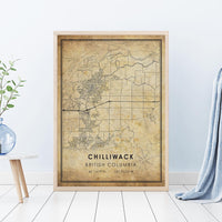Chilliwack, British Columbia Vintage Style Map Print 