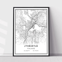 Jyvaskyla, Finland Modern Style Map Print 