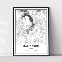 
              Utah County, Utah Modern Map Print 
            