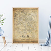 Annapolis, Maryland Vintage Style Map Print 