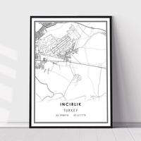 Incirlik, Turkey Modern Style Map Print