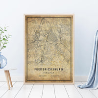 Fredericksburg Virginia Vintage Style Map Print
