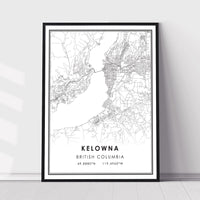 
              Kelowna, British Columbia Modern Style Map Print 
            