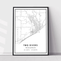 
              Two Rivers, Wisconsin Modern Map Print 
            