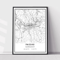 
              Passau, Germany Modern Style Map Print 
            