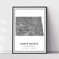 North Dakota, United States Modern Style Map Print 