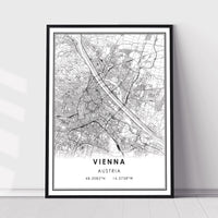 Vienna, Austria Modern Style Map Print 