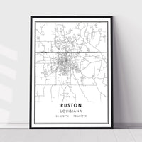 Ruston, Louisiana Modern Map Print 