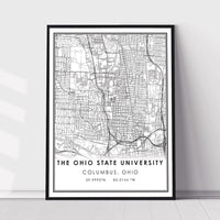 The Ohio State University, Columbus, Ohio Modern Map Print 