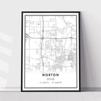 Norton, Ohio Modern Map Print 