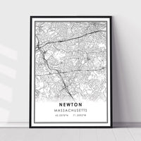 Newton, Massachusetts Modern Map Print