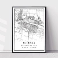 Tri-Cities, Washington State Modern Map Print 