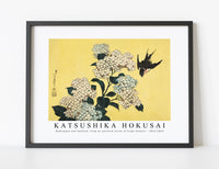 Katsushika Hokusai - Hydrangea and Swallow, from an untitled series of large flowers 1833-1834
