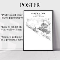 Panama City, Florida Scandinavian Map Print