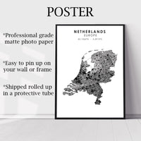 
              Netherlands Scandinavian Style Map Print 
            