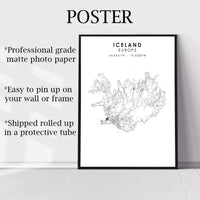 Iceland Scandinavian Style Map Print