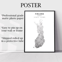 
              Finland Scandinavian Style Map Print 
            