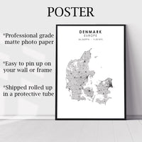 Denmark Scandinavian Style Map Print 