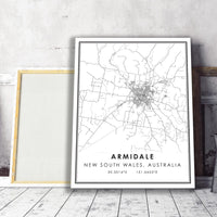 Armidale, New South Wales, Australia Modern Style Map Print 