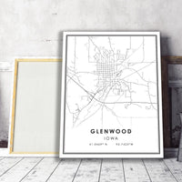 Glenwood, Iowa Modern Map Print 