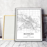
              Waterloo, Iowa Modern Map Print 
            