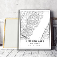 
              West New York, New Jersey Modern Map Print 
            