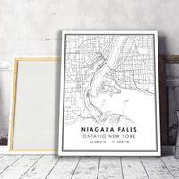 Niagara Falls, Ontario, New York Modern Style Map Print 