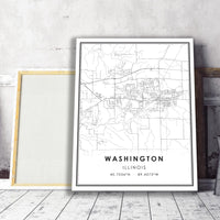 Washington, Illinois Modern Map Print 