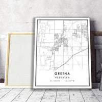 Gretna, Nebraska Modern Map Print 