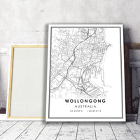 Wollongong, Australia Modern Style Map Print