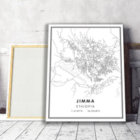 Jimma, Ethiopia Modern Style Map Print 
