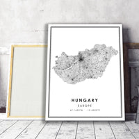 
              Hungary, Europe Modern Style Map Print 
            