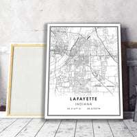 
              Lafayette, Indiana Modern Map Print
            