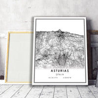 Asturias, Spain Modern Style Map Print