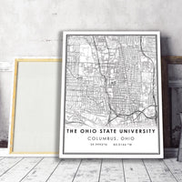 The Ohio State University, Columbus, Ohio Modern Map Print 