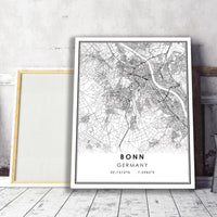 
              Bonn, Germany Modern Style Map Print 
            
