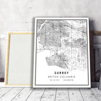 
              Surrey, British Columbia Modern Style Map Print 
            