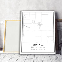 Kimball, South Dakota Modern Map Print 