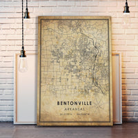 
              Bentonville, Arkansas Vintage Style Map Print 
            